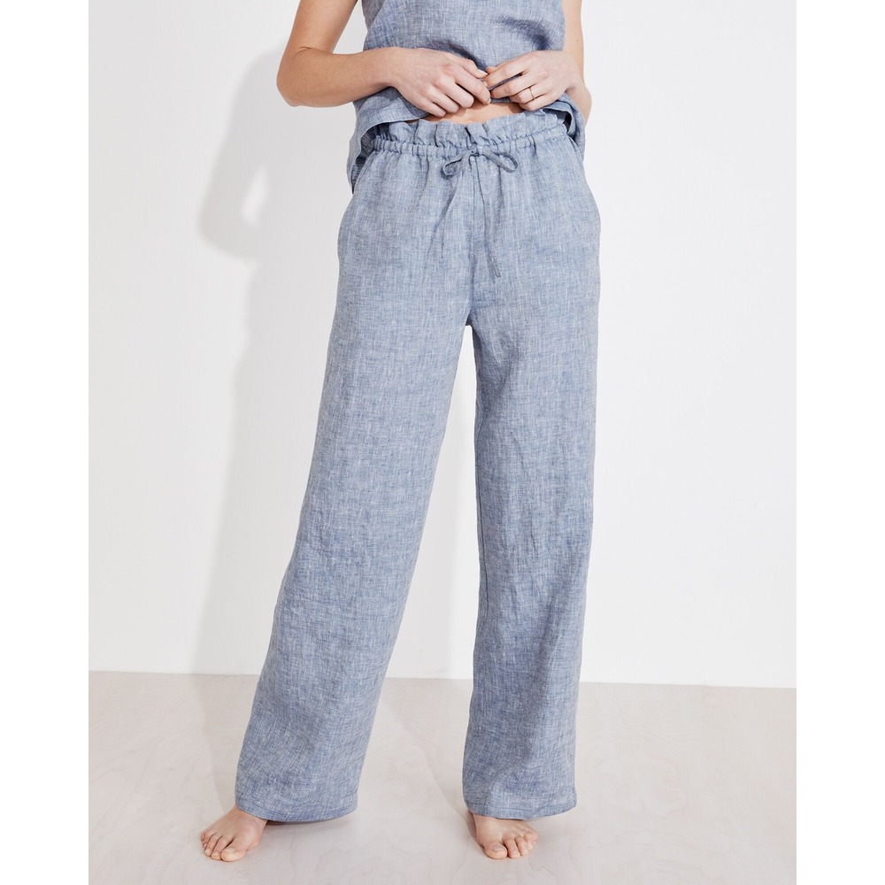 NWT Haven Blue Linen Wide Leg High Rise Pants XXL Boho Casual Capsule Minimalist